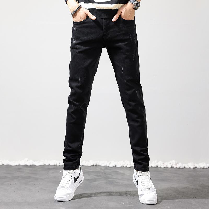 パンツ デニムパンツ スキニー スタイリッシュ 高級感 ホットスタンピング メンズジーンズ メンズ 秋 スリム ストレート ブラック 弾性 カジュアル
