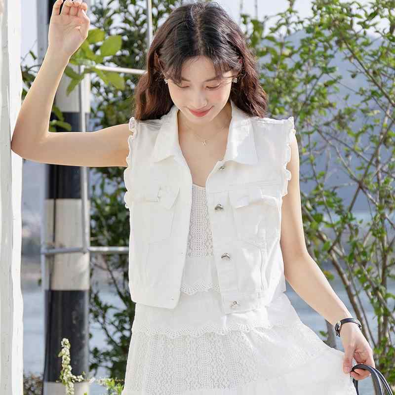 トップス ジャケット レディース ファッション 小さい フレッシュ 和風 リボン ベスト 女性 夏 ショート リトル ベスト チョッキ