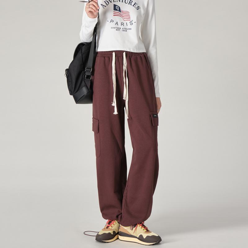 パンツ レディース ボトムス 秋冬 スタイリッシュ ガール ハイウエスト 巾着 スポーツ 女性 ワイド レッグ カジュアル フロア レングス レギンス