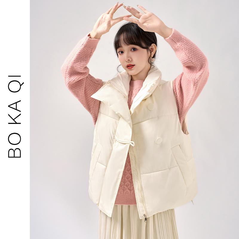ジャケット レディース ファッション 秋冬 韓国 スタンドカラー ダウン ベスト 女性 ジッパー ノースリーブ アウターベスト
