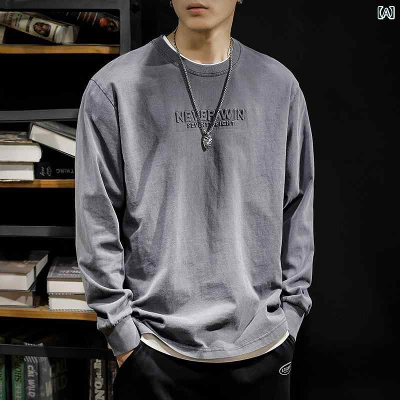 Tシャツ 長袖 ロンT シンプル カジュアル おしゃれ スタイリッシュ ラフ 普段着 メンズ ファッション 大きいサイズ 春秋