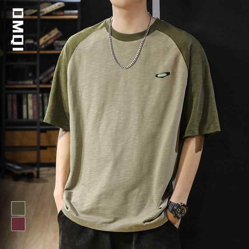 半袖 Tシャツ メンズ トップス Uネック 熱 綿 メンズ 夏 厚手 大きめサイズ アメリカン シンプル カジュアル 都会