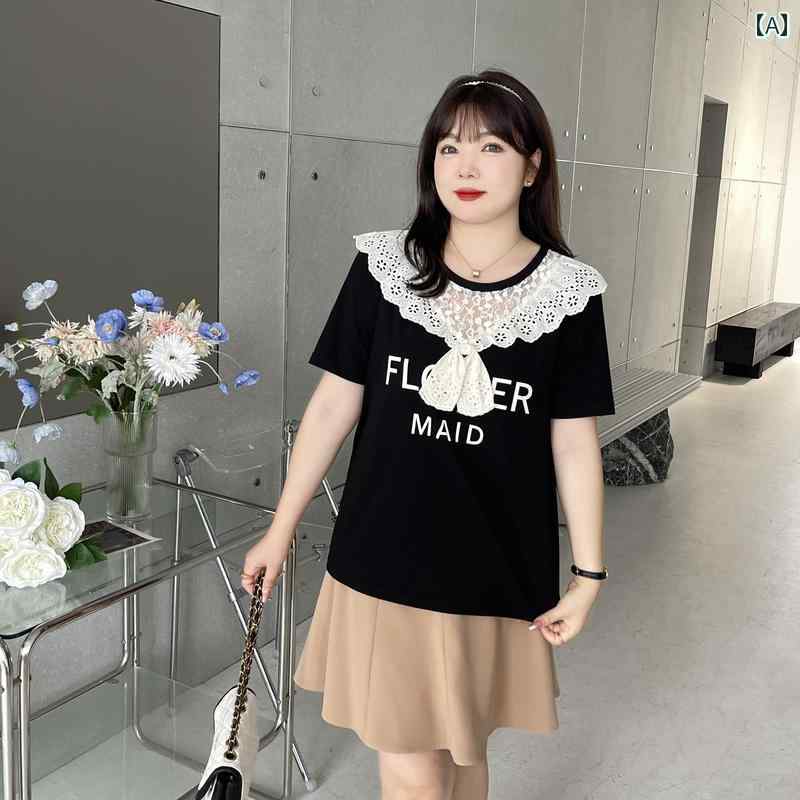 レディース ぽっちゃり 婦人服 トップス カットソー Tシャツ カジュアル シンプル おしゃれ 大きめサイズ ゆったり 夏 韓国