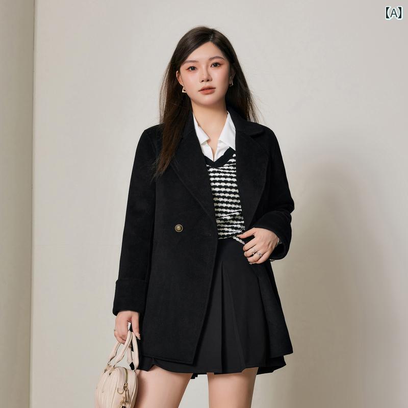 レディース 婦人服 大きめサイズ ぽっちゃりサイズ コート ショート丈 ウール 冬 スタイリッシュ