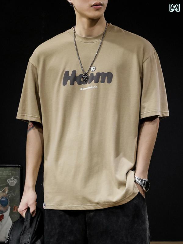 半袖 Tシャツ アメリカン 夏 トップス コットン メンズ メンズ ひんやり 涼しい 快適 ラウンドネック カジュアル