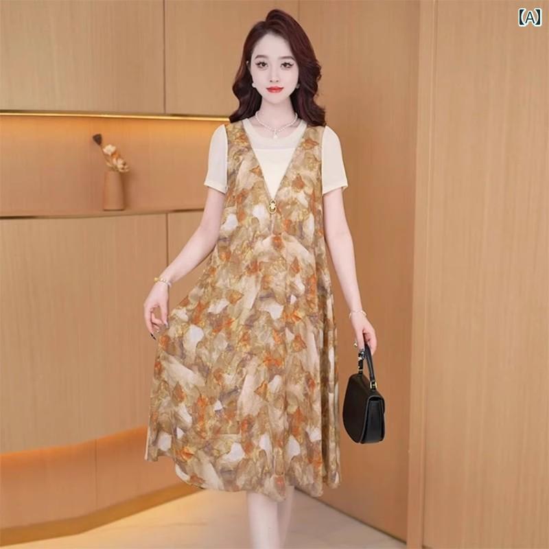 レディース ファッション ワンピース 花柄 フェイク セットアップ サスペンダー ドレス レディース おしゃれ 夏 ガーゼ シフォン ラグジュアリー スカート 韓国 8,197円