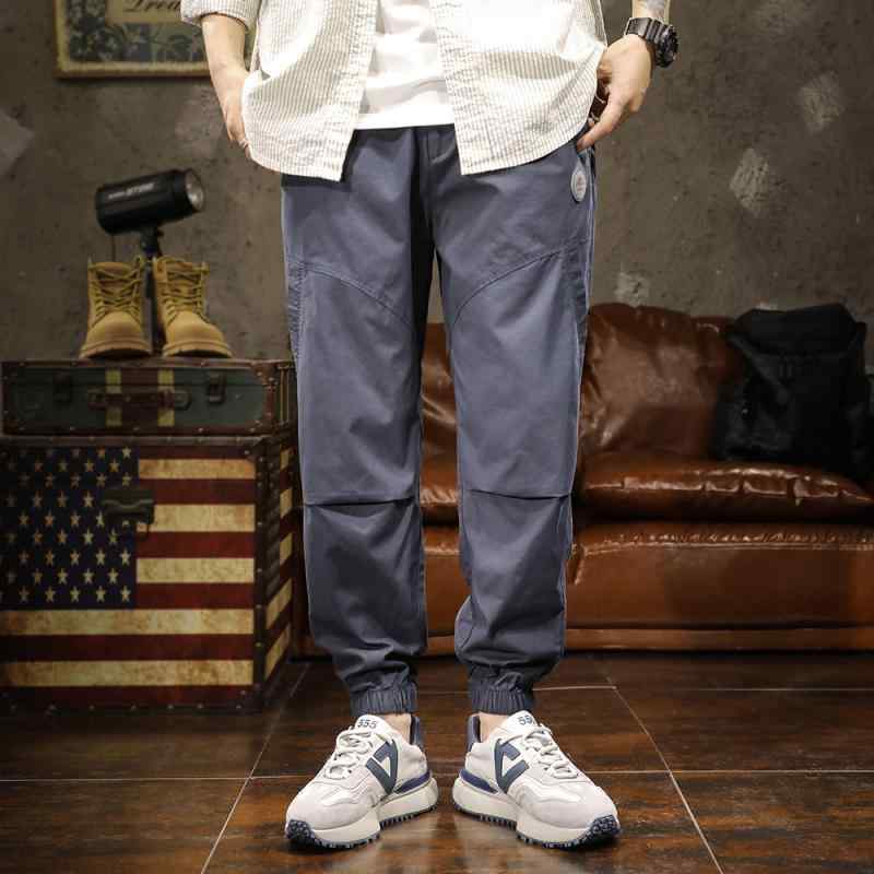 メンズ 長ズボン ロングパンツ ボトムス 春秋 ストレート コットンデニム カジュアル 踝丈 中腰 ややストレッチ性 コットン100 耐摩耗 ポケット装飾バッジ装飾マウンテン 通勤ズボン レジャー