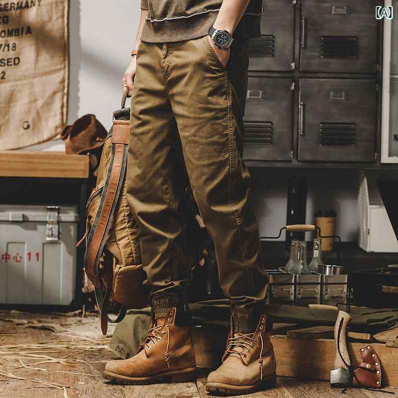 ワークパンツ メンズ ファッション カジュアル 動きやい 春秋 アメリカン レトロ ワーク ストレート テーパード レッグ シンプル ズボン メンズ