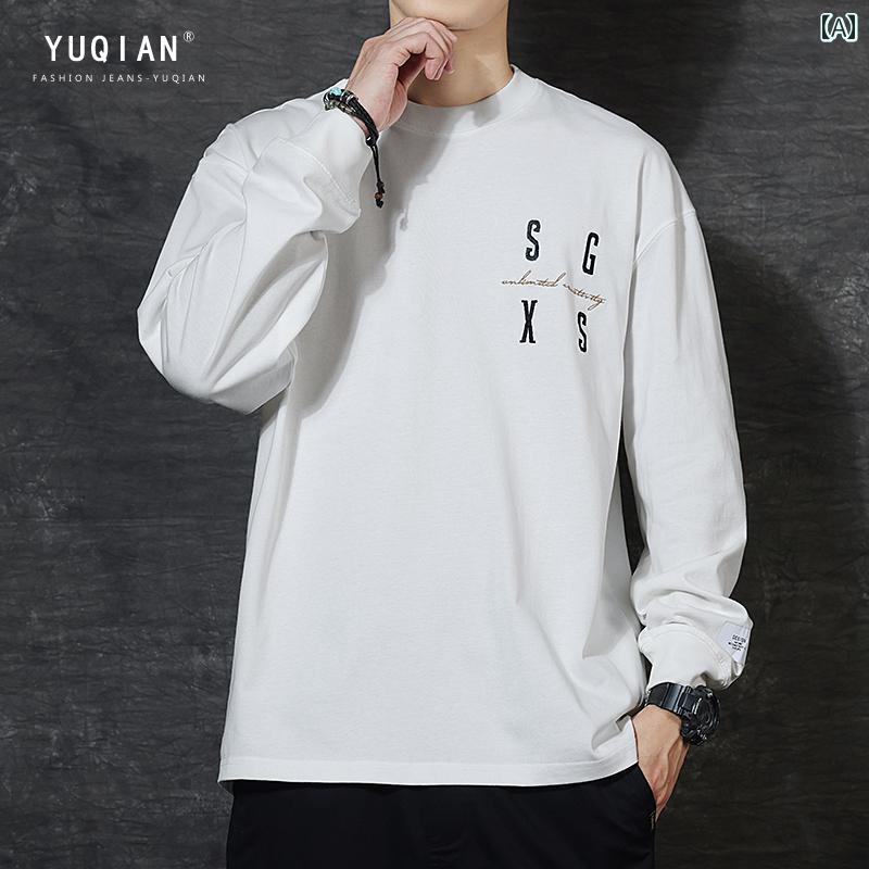 Tシャツ 長袖 ロンT シンプル カジュアル おしゃれ スタイリッシュ ラフ 普段着 メンズ ファッション 大きめサイズ 春夏