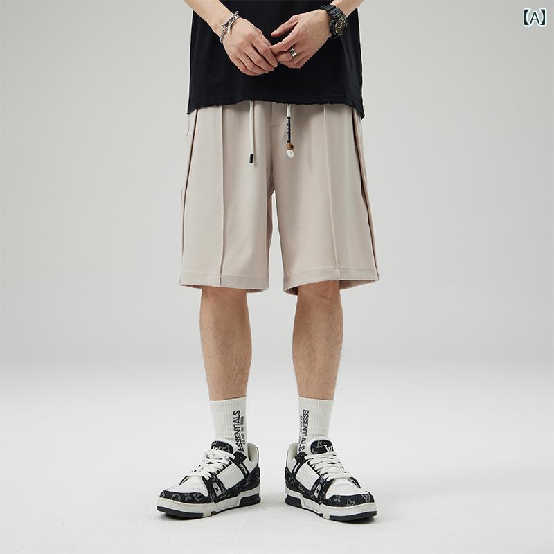 ハーフパンツ メンズ 夏 薄手 涼しい 速乾 ひんやり 涼しい 快適 クール ストレッチ性 ショートパンツ 五分丈パンツ 通気性 ドレープ カジュアル ゆったり メンズ スプライス