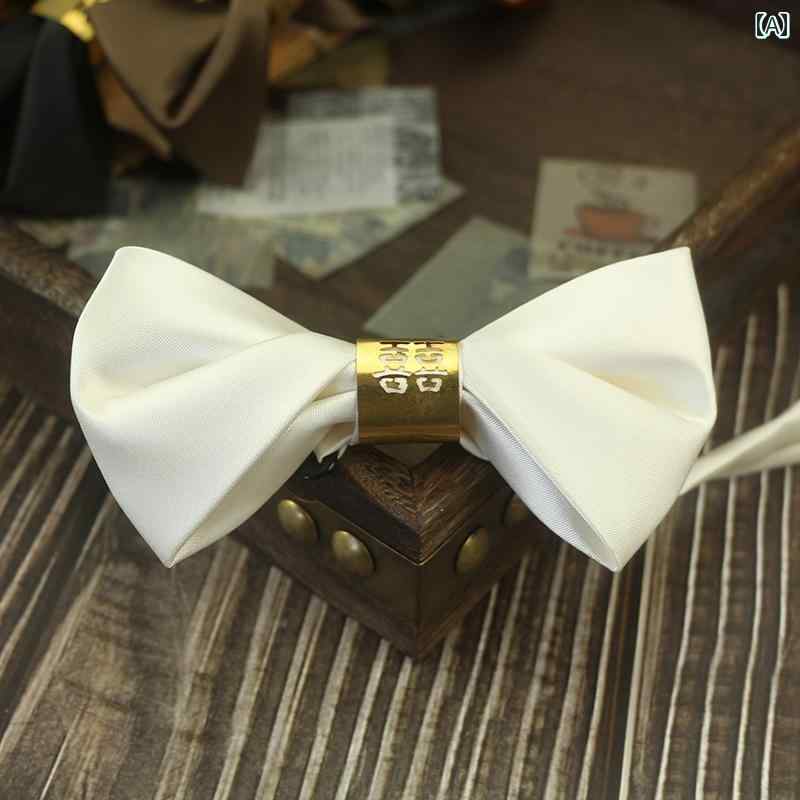 レディース 蝶ネクタイ ボウタイ 幸せ 言葉 入った クラシック ソリッドカラー 新郎 結婚式 リボン 花婿 付添人 ステージ パフォーマンス キャラメル ピンク