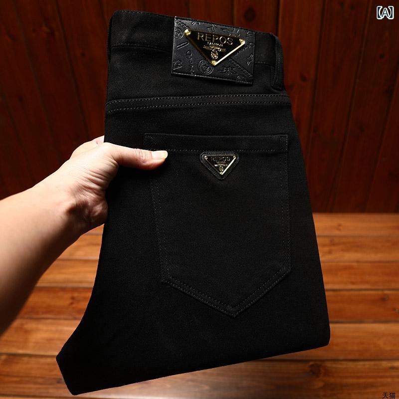 デニムパンツ おしゃれ メンズ ジーンズ 春秋 スリムフィット パンツ 黒 ファッション ストレッチ ロング デニム 6,906円
