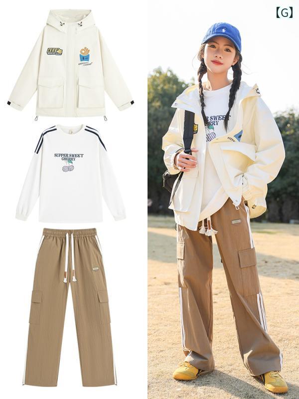 女の子 ファッション トップス カジュアル ゆったり 中学生 ジャケット 春秋 高校生 女の子 ジャケット セットアップ
