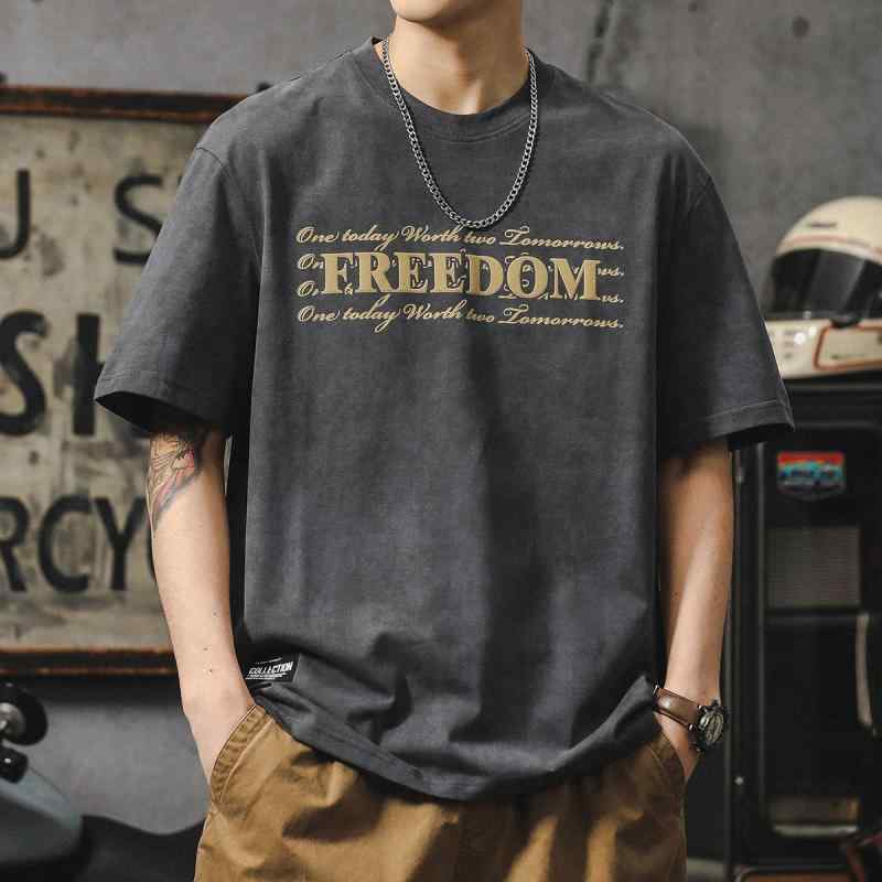 メンズ ファッショントップス Tシャツ ゆったり アメリカン レトロ カットソー プリント 半袖 アウトドア スポーツ ワーク カジュアル メンズ 夏