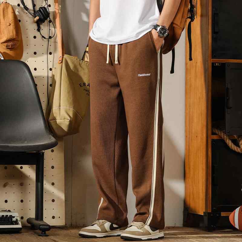 スウェット パンツ ズボン おしゃれ ファッション メンズ アメリカン シンプル ストライプ ストレート 春秋 大きめサイズ カジュアル ロング しわ防止 メンズ