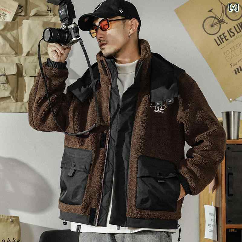 メンズ 紳士服 メンズ ジャケット ブルゾン ジャンバー ウール 冬 厚手 ハイネック フード パーカー ワークジャケット 暖かい おしゃれ｜セキュアデポ