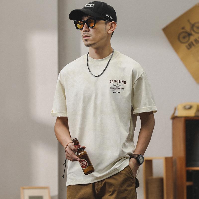 メンズ ファッショントップス Tシャツ ゆったり アメリカン レトロ カットソー プリント 半袖 アウトドア スポーツ ワーク カジュアル メンズ 夏
