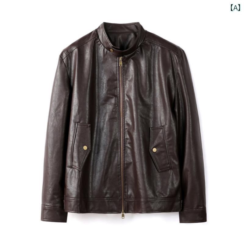 メンズ ジャケット おしゃれ ヤッピー 紳士 秋冬 レトロ レザー 厚手 カジュアル トップス アメリカン フライング ハリントン|セキュアデポ