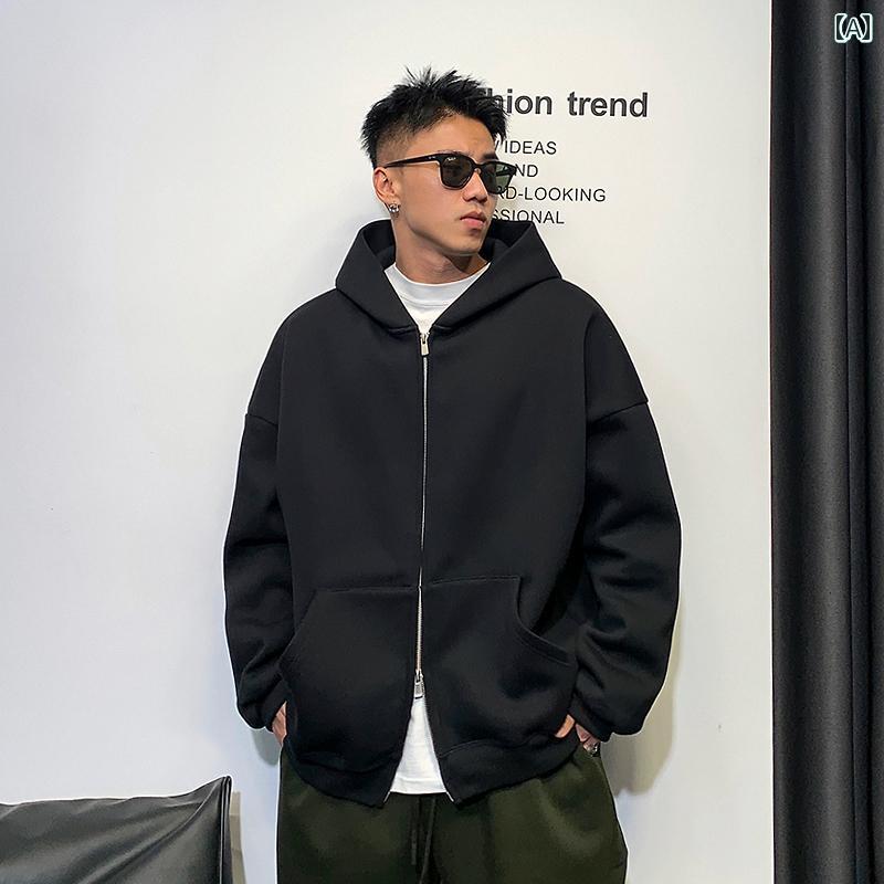 メンズ ロンT 調教師 ソリッドカラー ジレー トレーナー ボンネット 秋冬 運動競技 パーカー上衣 ゆったり 分かりやすい スポーティ