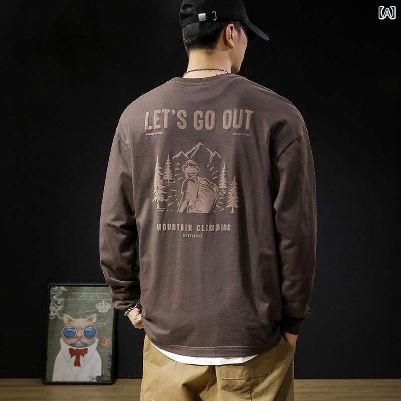 Tシャツ 長袖 ロンT シンプル カジュアル おしゃれ スタイリッシュ ラフ 普段着 メンズ ファッション 大きめサイズ 秋冬