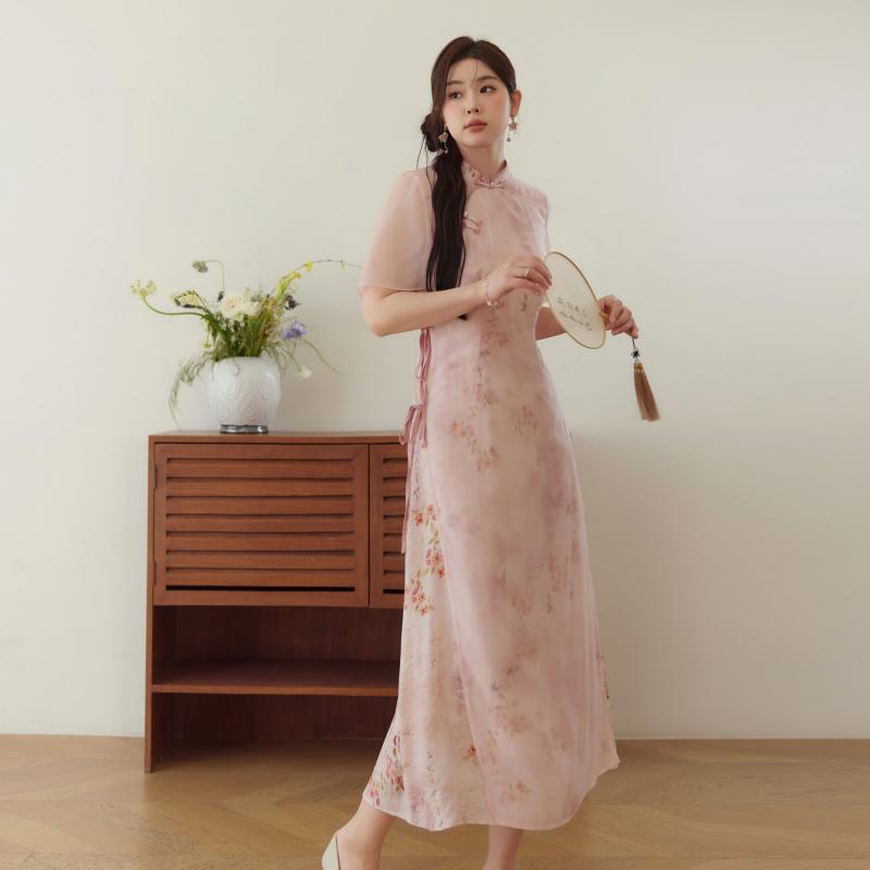 ワンピース おしゃれ レディース 婦人服 大きめサイズ ゆったり ぽっちゃり ワンピ ドレス チャイナドレス 花柄 夏 エレガント｜セキュアデポ