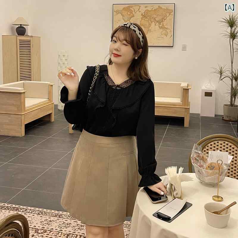 レディース ぽっちゃり 婦人服 トップス シャツ ブラウス カジュアル シンプル おしゃれ 大きめサイズ ゆったり 春