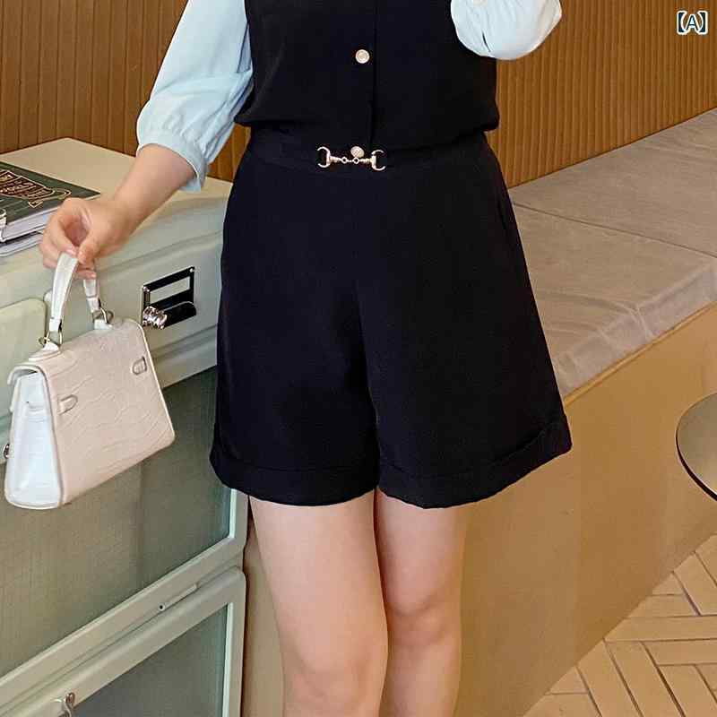 レディース 夏 フレンチショートパンツ 大きめ ぽっちゃり かわいい おしゃれ 細見え 脚長 ハイウエスト アップ 快適コーデ 快適 レジャー 女子会 旅行 普段着｜セキュアデポ 7,410円