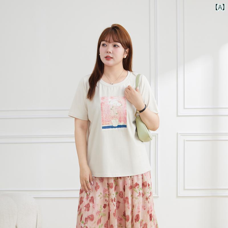 レディース Tシャツ 半袖 夏 大きめサイズ ぽっちゃり体型 カジュアル 通学 レジャー ホームウェア トップス