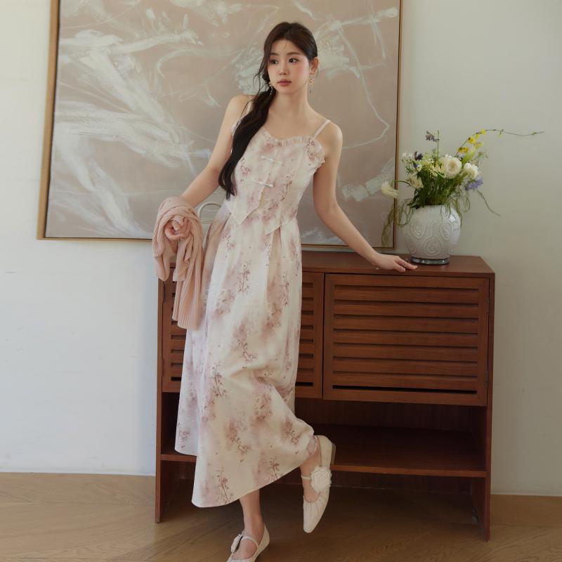 ワンピース おしゃれ レディース 婦人服 大きめサイズ ゆったり ぽっちゃり ワンピ ドレス チャイナ風 ノースリーブ カーディガン 夏 薄手 シフォン