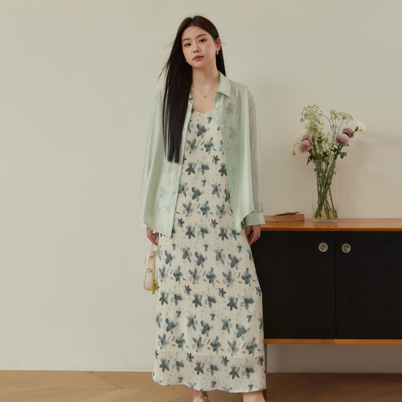 ワンピース おしゃれ レディース 婦人服 大きめサイズ ゆったり ぽっちゃり ワンピ ドレス ノースリーブ 花柄 フレンチ風 フローラル 薄手 シャツ 夏|セキュアデポ