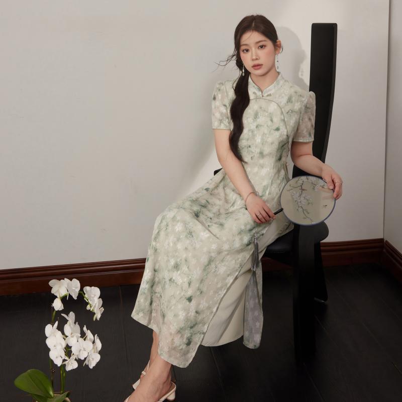 ワンピース おしゃれ レディース 婦人服 大きめサイズ ゆったり ぽっちゃり ワンピ ドレス チャイナ風 中華風 夏 エレガント