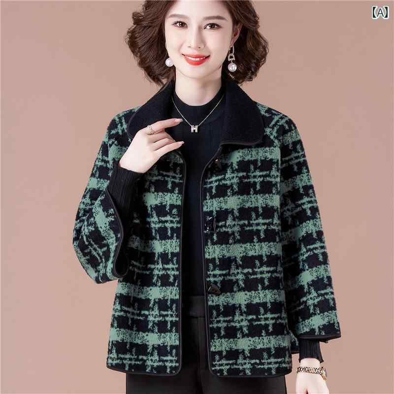 レディース カーディガン おしゃれ 上品 普段使い 婦人服 ミセス マザーズ コート ジャケット チェック 若見え ショート 春秋