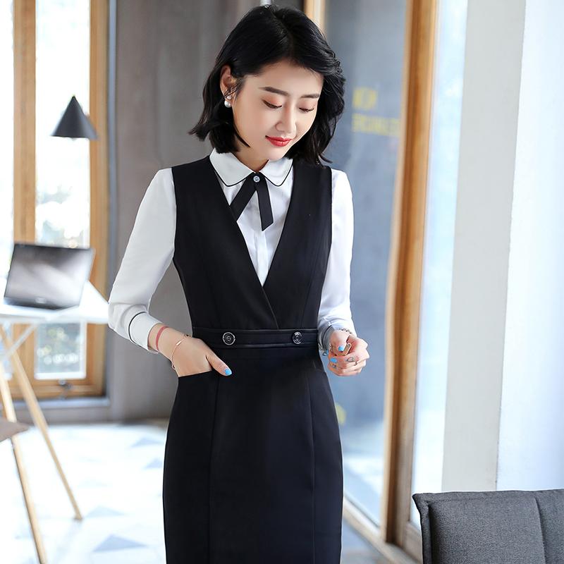 制服 ユニフォーム レディース スーツ スタイリッシュ ワークウェア オフィス ジャンバースカート ワンピース シャツ 長袖 春 ファッション