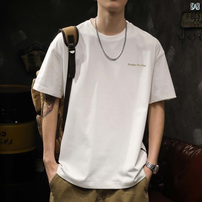 シャツ Tシャツ メンズ アメリカン ヘビーウェイト 半袖 男性用 夏 ファッション真 シンプル ラウンドネック レイヤリング