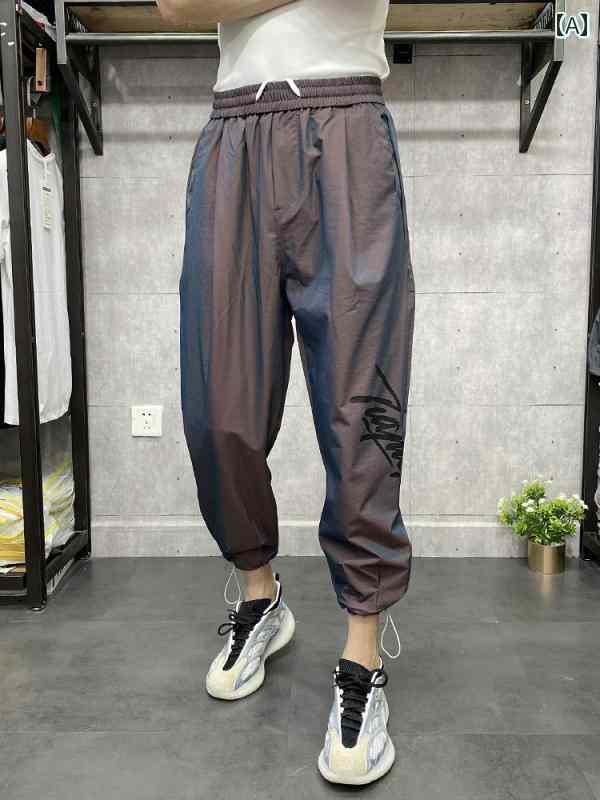 パンツ メンズ フィットネス ジム トレーニング ズボン カジュアル プリント ナショナル ファッション ダッド 足首 拘束 スポーツ 九分丈