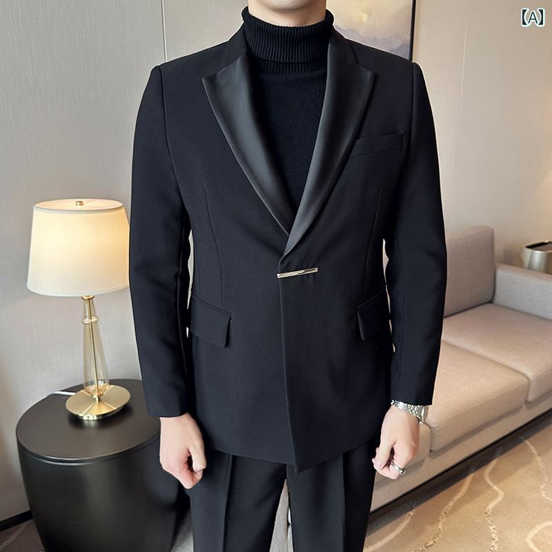 メンズ カジュアル 結婚式 スーツ 秋冬 ハイエンド フォーマル ドレス ジャケット|セキュアデポ