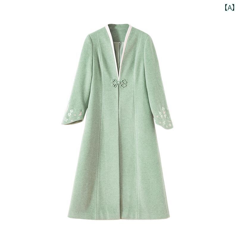 中華風 毛糸 厚地の外套 御上さん 歳月 唐 背広 韓服 レトロ 思い入れる トップス 茶 工芸服