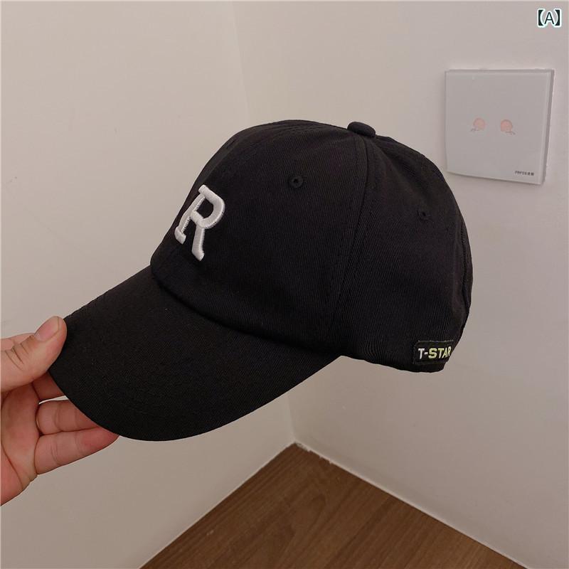 レディース 夏 ベースボール キャップ 大きい 文字 R 韓国 春 日焼け防止 ピーク