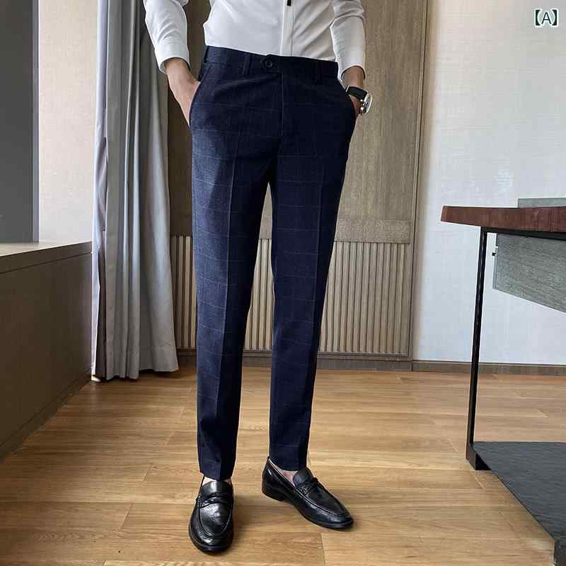 メンズ カジュアル パンツ スラックス 男性用 冬 スーツ スリムフィット 小さい 足 ストレート ビジネス フォーマル 大きいサイズ 伸縮性 長ズボン