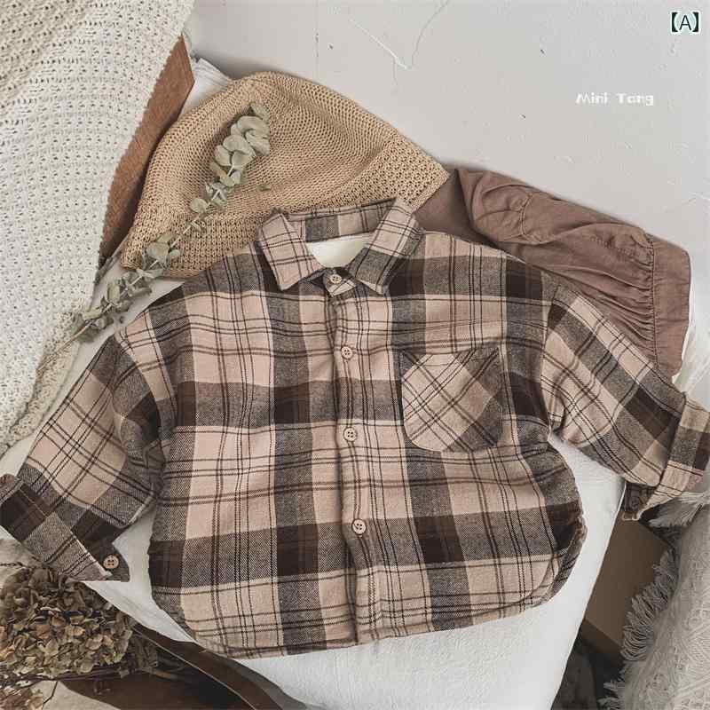 メンズ レディース 子供服 レトロ 韓国 子供用 裏起毛 チェック柄 シャツ ユニセックス ベビー 冬服