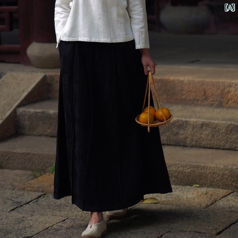 秋冬 思いいれる お上さん 漢服 茶師服 レトロ 綿 リネン 刺しゅう 御機嫌酉の方角 気が大きい 律動的な調子 二分の一 レングス スコート 言い慣わし的