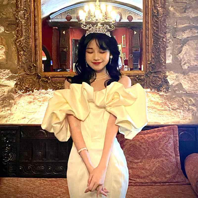 レディース バースデー ドレス イブニング 誕生日 パーティー ハイエンド 通常 ワンショルダー 白い チューブ トップ 着用
