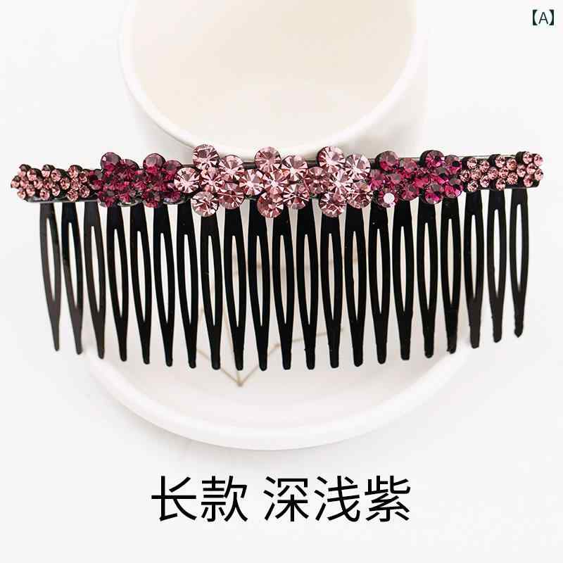 ラインストーン アクセサリー ヘア 髪留め 髪飾り クリップ 滑りくい コーム 崩れた 髪 前髪 韓国 大人 ガールズ トップ 帽子