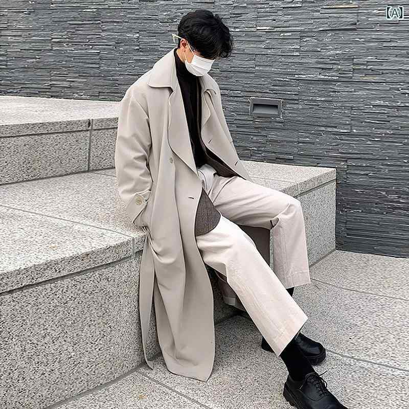 心地好い 厚地の外套 上衣 秋冬 レトロ 膝 丈 真っただ中丈 ウドブレーカー 韓国 ゆったりした 成人男性用