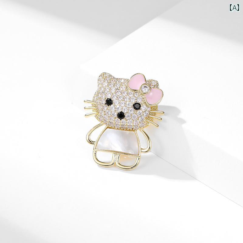 レディース ブローチ おしゃれ スーツ ピン 装飾 ハイエンド シェル かわいい 子猫 精巧 コート カーディガン コサージュ