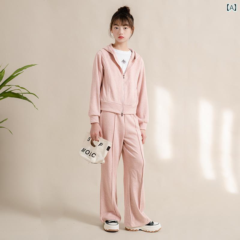 カジュアル 女の子 ガールズ スーツ 秋冬 子供用 中 大型 ストリート スウェットシャツ ジャケット ネット 子供 秋服