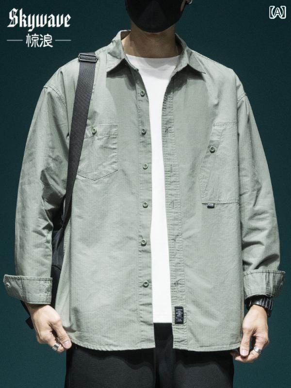 メンズ 心地好い プルオーバー トップス レトロ 長袖 成人男性用 春 綿 馬鹿でかい大きさ 上衣 細工物プルオーバー