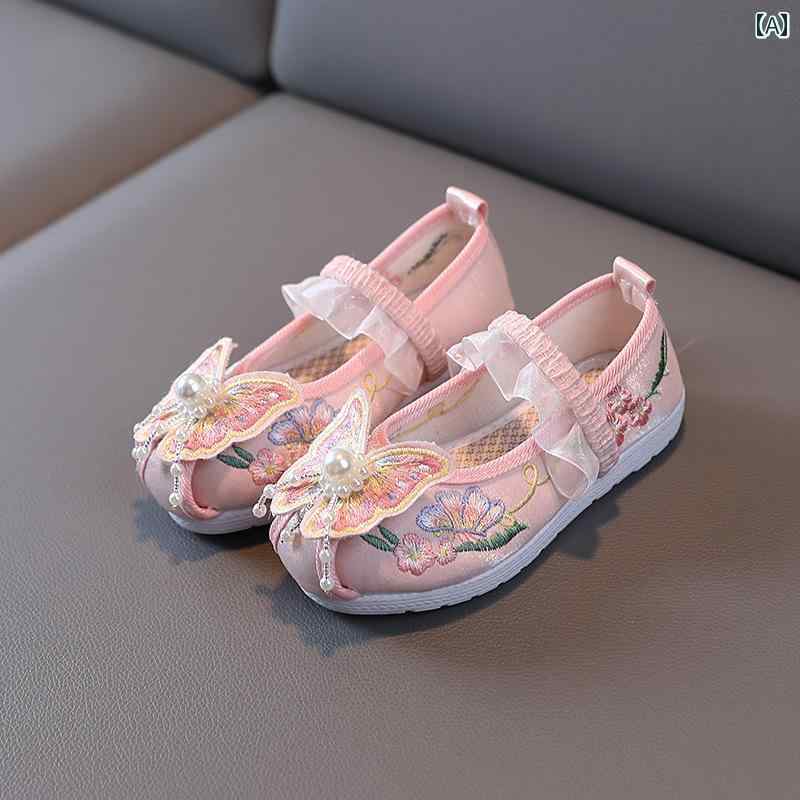 子供靴 かわいい メリージェーン シューズ ベビー キッズ 歩きやすい 古風 子供 布靴 女の子 刺繍 靴 中華風 衣装 赤ちゃん アンティーク 漢服