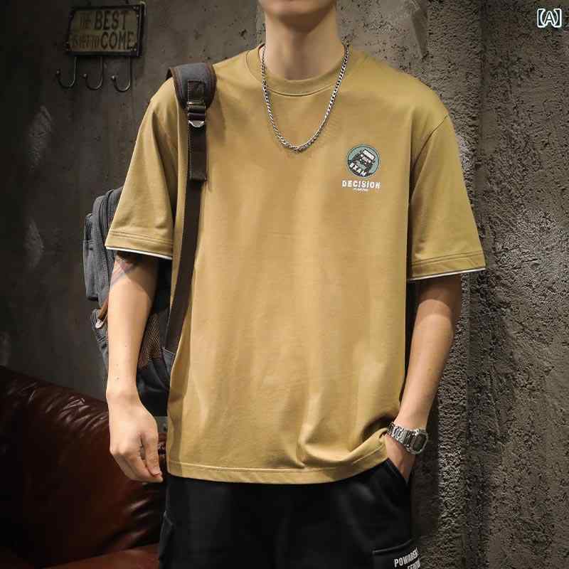 メンズ 夏 T シャツ アメリカ 綿 半袖 t ファッション ストリート ゆったり 大きいサイズ トップス 男性