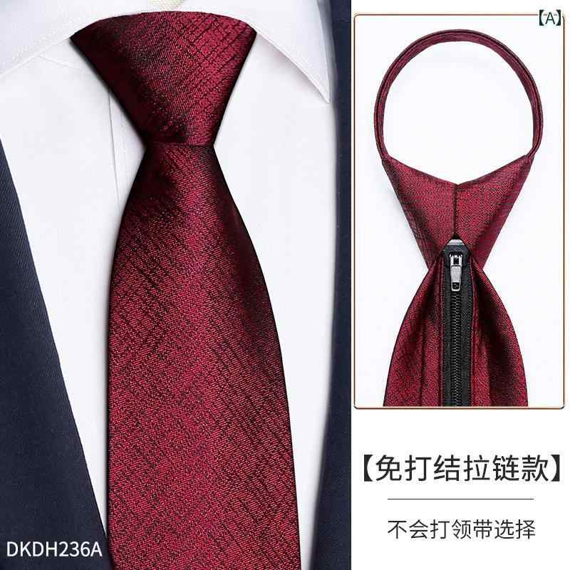 メンズ ネクタイ 結婚式 新郎 高級感 フォーマル ビジネス スーツ シャツ ジッパー式 タイプ 結び目 赤 チェック柄 手結び式